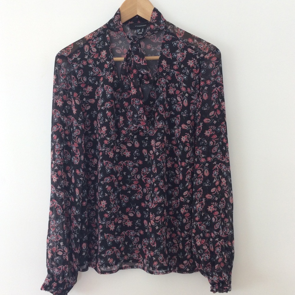 Atmosphere Blouse Top Black & Red Long Sleeve Floral